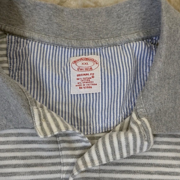 Brooks Brothers Original‎ Fit Short Sleeve Logo Polo Golf Shirt; Grey/White; XXL - Picture 3 of 7